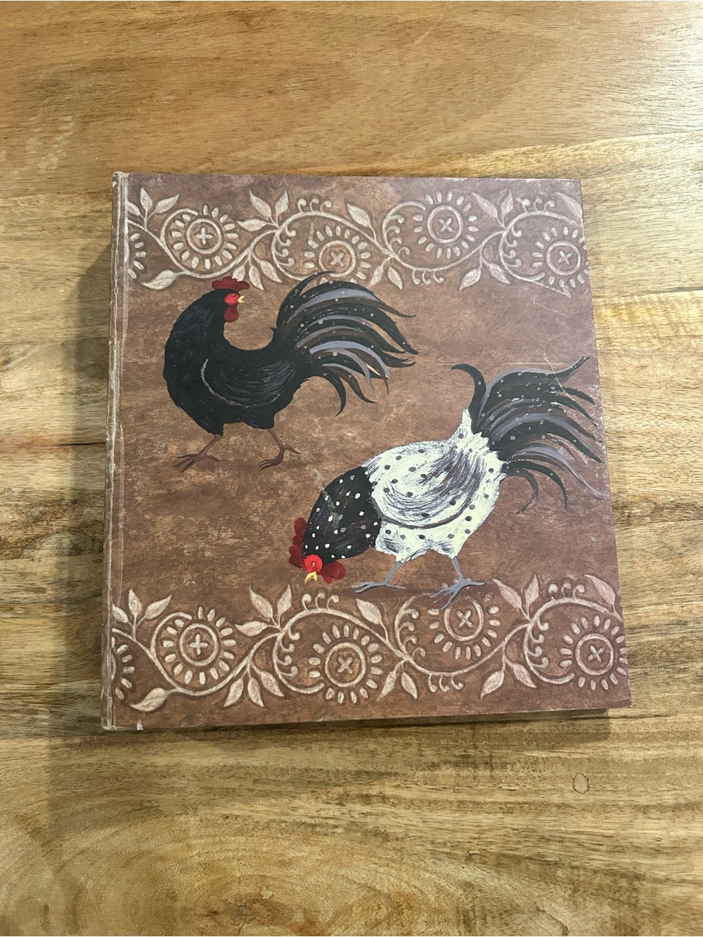 ROOSTER THEMED THREE RING RECIPE CARD BINDER/ORGANIZER